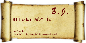 Bliszka Júlia névjegykártya